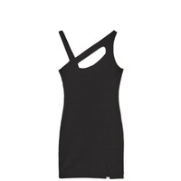 Cropp Dopasowana czarna sukienka z wycięciem 1389S-99X