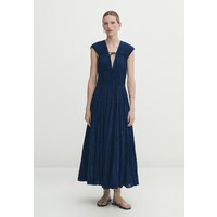 Massimo Dutti PLEATED WITH TIE DETAILS Sukienka letnia blue black denim M3I21C0W3-K11