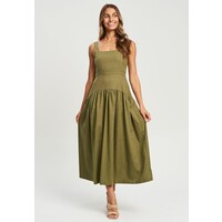 WILLA QIN Długa sukienka olive green W1E21C02P-M11