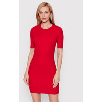 4F Sukienka dzianinowa H4L22-SUDD012 Czerwony Slim Fit