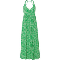 Bonprix Długa sukienka shirtowa zieleń trawy - biały w deseń paisley