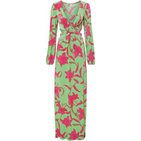Bonprix Długa sukienka różowo-zielony z nadrukiem