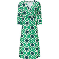 Bonprix Sukienka midi z nadrukiem i koronką zielony w graficzny wzór