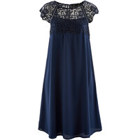 Bonprix Sukienka szyfonowa z koronką ciemnoniebieski