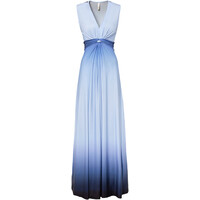 Bonprix Sukienka z efektem przewiązania niebiesko-ciemnoniebieski