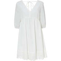 Bonprix Sukienka z ażurowym haftem biały