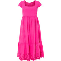 Bonprix Sukienka midi z ażurowym haftem różowy 