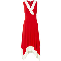 Bonprix Sukienka midi z szeroką częścią spódnicową czerwono-biały w paski