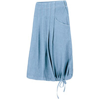 Bonprix Spódnica dżinsowa ze stretchem, ze szczypankami, wiązanym troczkiem i wygodnym paskiem w talii jasnoniebieski denim
