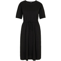 Bonprix Sukienka midi z bawełny z przeszyciem cienkimi gumkami i kieszeniami czarny