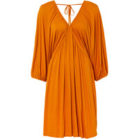 Bonprix Krótka sukienka z szerokimi rękawami brązowy słoneczny