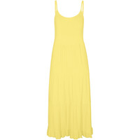 Bonprix Sukienka shirtowa midi z falbanami, na regulowanych wąskich ramiączkach jasna limonka