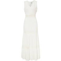 Bonprix Długa sukienka z koronką, ze zrównoważonej wiskozy biel wełny