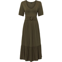 Bonprix Sukienka z dżerseju ze zrównoważonej wiskozy ciemnooliwkowy