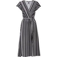 Bonprix Sukienka midi ze zrównoważonej wiskozy czarno-biały