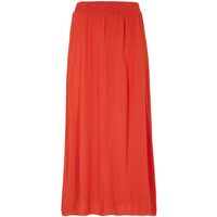 Bonprix Długa spódnica kreszowana z szerokim paskiem przeszytym gumkami w talii czerwona mandarynka