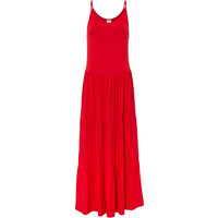 Bonprix Sukienka z dżerseju z wolantami głęboki czerwony