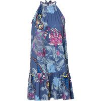 Bonprix Sukienka tunikowa niebieski dżins w deseń paisley