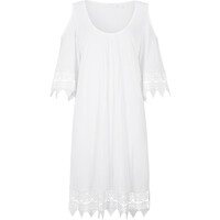 Bonprix Sukienka shirtowa plażowa cold-shoulder biały