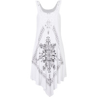 Bonprix Sukienka plażowa biały z nadrukiem
