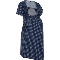 Bonprix Sukienka ciążowa i do karmienia, ze zrównoważonej wiskozy ciemnoniebiesko-biały w kropki