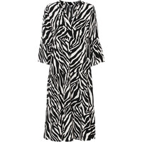 Bonprix Sukienka midi czarno-biały w paski zebry