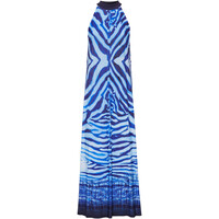 Bonprix Sukienka z dekoltem halter niebiesko-czarny w paski zebry