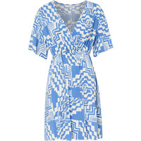 Bonprix Sukienka z nadrukiem, ze zrównoważonej wiskozy błękit chmur - biel wełny w graficzny wzór