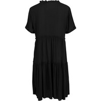 Bonprix Sukienka kaftanowa z kreszowanego materiału z ozdobnym elementem w dekolcie czarny