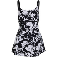 Bonprix Sukienka kąpielowa shape, lekki stopień modelowania sylwetki czarno-biały