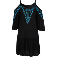 Bonprix Sukienka plażowa ze zrównoważonej wiskozy czarno-turkusowy