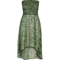 Bonprix Sukienka plażowa z poliestru z recyklingu zielono-czarny w graficzny wzór