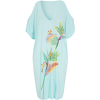 Bonprix Sukienka plażowa z wycięciami, ze zrównoważonej wiskozy matowy wodny w roślinny wzór