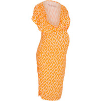 Bonprix Sukienka ciążowa i do karmienia piersią, z marszczeniem pomarańczowy dyniowy/biały