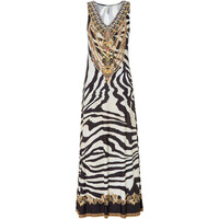 Bonprix Długa sukienka z dżerseju biało-czarny w paski zebry
