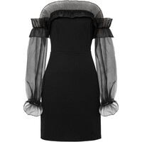 Bonprix Sukienka z siatkowymi rękawami czarny