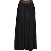 Bonprix Spódnica maxi z paskiem (2 części), w długości dla niższych kobiet czarny