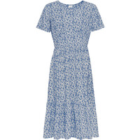 Bonprix Sukienka o linii litery A lodowy niebieski - biały w kwiaty