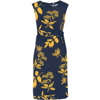 Bonprix Sukienka shirtowa w roślinny wzór ciemnoniebiesko-szafranowy w kwiaty