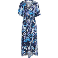 Bonprix Sukienka z wiskozy z nadrukiem ciemnoniebiesko-niebieski w graficzny wzór