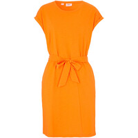 Bonprix Sukienka shirtowa z wiązanym paskiem pomarańczowy