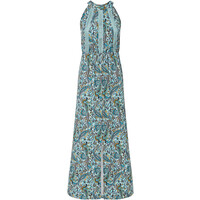 Bonprix Długa sukienka z nadrukiem i koronką jasnoniebieski w deseń paisley
