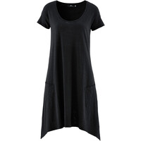 Bonprix Krótka sukienka bawełniana z przędzy mieszankowej, krótki rękaw czarny