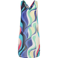 Bonprix Sukienka plażowa z poliestru z recyklingu niebiesko-turkusowy w graficzny wzór