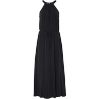 Bonprix Długa sukienka z wiązanym paskiem czarny