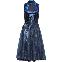 Bonprix Sukienka w ludowym stylu, z aksamitu (2 części) ciemnoniebieski