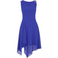 Bonprix Sukienka z broszką (2 części) niebieski szafirowy