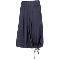 Bonprix Spódnica dżinsowa ze stretchem, ze szczypankami, wiązanym troczkiem i wygodnym paskiem w talii ciemnoniebieski denim