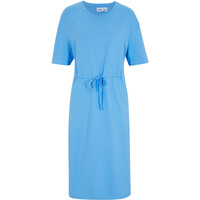 Bonprix Sukienka z dżerseju z wiązanym paskiem, z rozcięciem z boku, dł. do łydki niebieski brylantowy