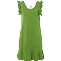 Bonprix Sukienka shirtowa z koronkową wstawką zielony leśny